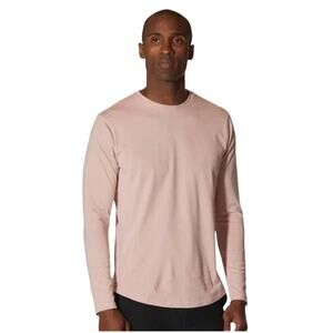 CUTS CLOTHING Mens Light Pink Pima Long Sleeve Curve-Hem Tee Size XXL